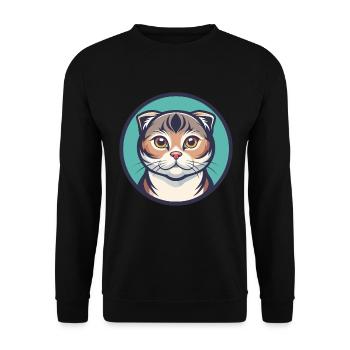 Schottisch Falten Katze Rasse Karikatur Kawaii Tier Haustier - Unisex Pullover - Schwarz - Vorne - Alina (178cm) & Michal (187cm)