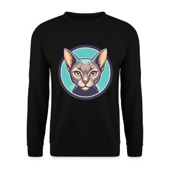 Chat bleu russe race dessin animé Kawaii animal de compagnie - Sweat-shirt Unisexe - noir - Devant - Alina (178cm) & Michal (187cm)