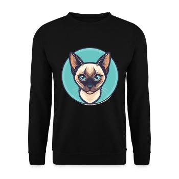 Chat Siamois Race Dessin Animé Kawaii Animal Pet - Sweat-shirt Unisexe - noir - Devant - Alina (178cm) & Michal (187cm)