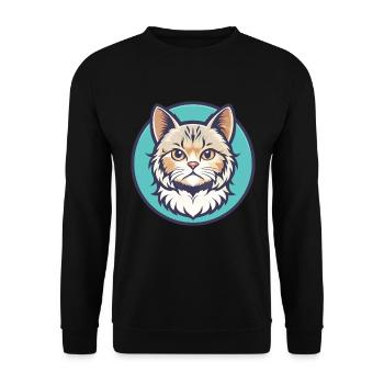 Selkirk Rex Katzenrasse Cartoon Kawaii Tier Haustier - Unisex Pullover - Schwarz - Vorne - Alina (178cm) & Michal (187cm)
