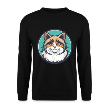 Ragamuffin Chat Race Dessin Animé Kawaii Animal Pet - Sweat-shirt Unisexe - noir - Devant - Alina (178cm) & Michal (187cm)