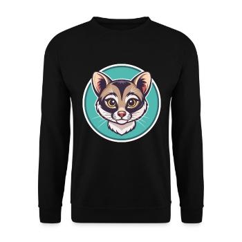 Ringtail américain chat race dessin animé Kawaii Animal - Sweat-shirt Unisexe - noir - Devant - Alina (178cm) & Michal (187cm)