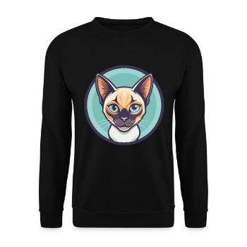 Chat thaïlandais race dessin animé Kawaii Animal Pet - Sweat-shirt Unisexe - noir - Devant - Alina (178cm) & Michal (187cm)