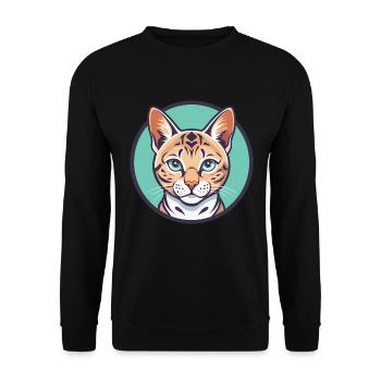 Schnee Bengal Katze Rasse Karikatur Kawaii Tier Haustier - Unisex Pullover - Schwarz - Vorne - Alina (178cm) & Michal (187cm)