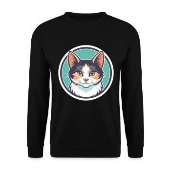 Turc Van Chat Race Dessin Animé Kawaii Animal Pet - Sweat-shirt Unisexe - noir - Devant - Alina (178cm) & Michal (187cm)