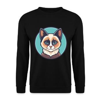 Schneeschuh Katze Rasse Karikatur Kawaii Tier Haustier - Unisex Pullover - Schwarz - Vorne - Alina (178cm) & Michal (187cm)