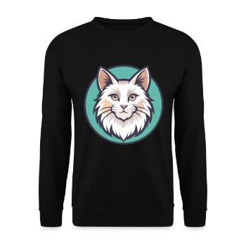 Turkish Angora Cat Breed Cartoon Kawaii Animal Pet - Unisex Sweatshirt - black - Front - Alina (178cm) & Michal (187cm)