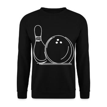 Bowlingkugel und Pin Zeichnung - Unisex Pullover - Schwarz - Vorne - Alina (178cm) & Michal (187cm)