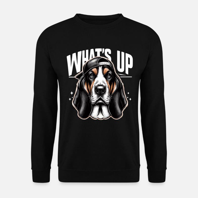 Basset Hound Gangster Was geht ab Hund Geschenk - Unisex Pullover - Schwarz