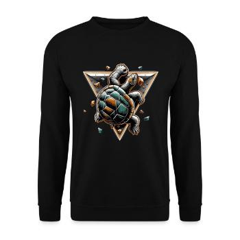 Bouldering Turtle Climbing Gift - Unisex Sweatshirt - black - Front - Alina (178cm) & Michal (187cm)