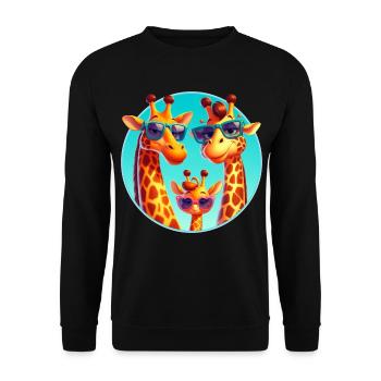 Cool giraffe family with sunglasses - Unisex Sweatshirt - black - Front - Alina (178cm) & Michal (187cm)