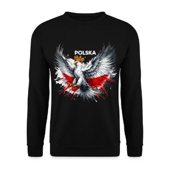Poland Polska Polish Red White Eagle Crown Gift - Unisex Sweatshirt - black - Front - Alina (178cm) & Michal (187cm)
