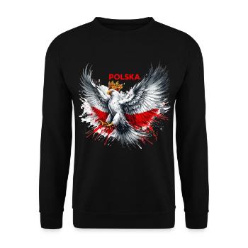 Polen Polska polnisch rot weiß Adler Krone Geschen - Unisex Pullover - Schwarz - Vorne - Alina (178cm) & Michal (187cm)