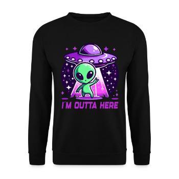 Alien I'm Outta Here Aliens - Unisex Sweatshirt - black - Front - Alina (178cm) & Michal (187cm)
