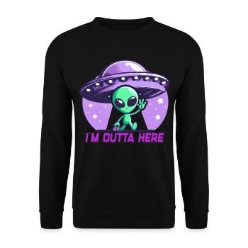 Alien I'm Outta Here Aliens - Unisex Sweatshirt - black - Front - Alina (178cm) & Michal (187cm)