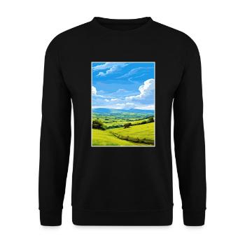 Shropshire Hills Aonb Travel Poster Souvenir WPA - Unisex Sweatshirt - black - Front - Alina (178cm) & Michal (187cm)