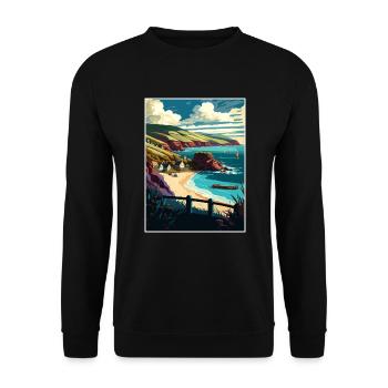 South Devon Anob Travel Poster Souvenir Paint WPA - Unisex Sweatshirt - black - Front - Alina (178cm) & Michal (187cm)