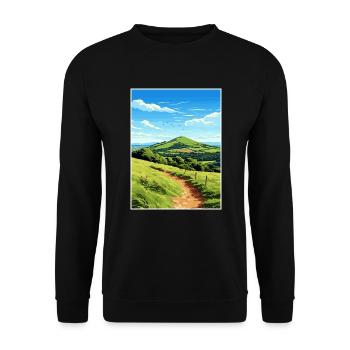 Malvern Hills Aonb Travel Poster Souvenir Paint WP - Unisex Sweatshirt - black - Front - Alina (178cm) & Michal (187cm)