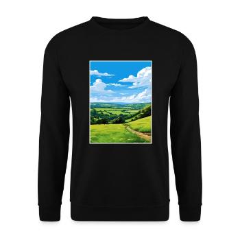 Tamar Valley Aonb Affiche de voyage Peinture Souvenir WPA - Sweat-shirt Unisexe - noir - Devant - Alina (178cm) & Michal (187cm)