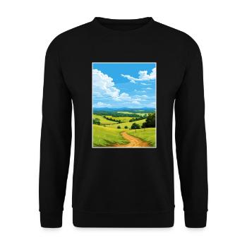 Surrey Hills Aonb Travel Poster Souvenir Paint WPA - Unisex Sweatshirt - black - Front - Alina (178cm) & Michal (187cm)
