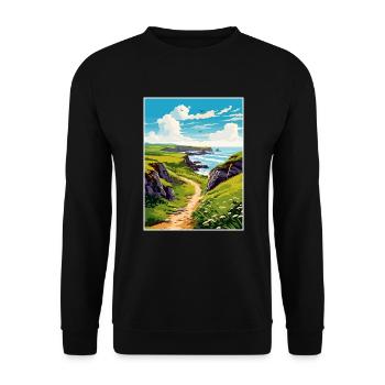 Hartland Quay Devon Vintage Travel Poster Souvenir - Unisex Sweatshirt - black - Front - Alina (178cm) & Michal (187cm)