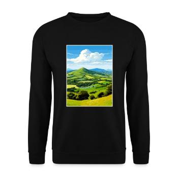 Malvern Hills Aonb Travel Poster Souvenir Paint WP - Unisex Sweatshirt - black - Front - Alina (178cm) & Michal (187cm)