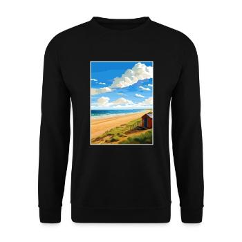Norfolk Coast Aonb Reise Poster Souvenir Farbe WP - Unisex Pullover - Schwarz - Vorne - Alina (178cm) & Michal (187cm)