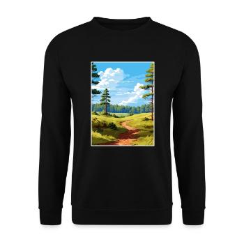 Cannock Chase Aonb Affiche de voyage Souvenir Peinture WP - Sweat-shirt Unisexe - noir - Devant - Alina (178cm) & Michal (187cm)
