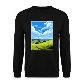 Howardian Hills Aonb Travel Poster Souvenir WPA - Unisex Sweatshirt - black - Front - Alina (178cm) & Michal (187cm)