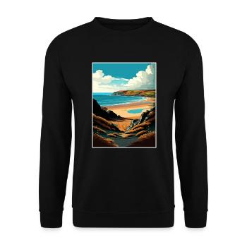 Gower Halbinsel Anob Reise Poster Souvenir WPA - Unisex Pullover - Schwarz - Vorne - Alina (178cm) & Michal (187cm)