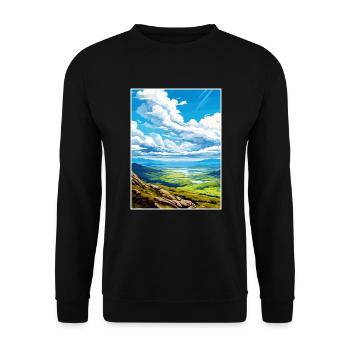 Mourne Mountains Aonb Travel Poster Souvenir WPA - Unisex Sweatshirt - black - Front - Alina (178cm) & Michal (187cm)