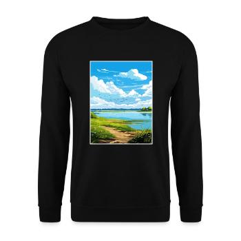 Strangford Lough Aonb Reiseposter Souvenir WPA - Unisex Pullover - Schwarz - Vorne - Alina (178cm) & Michal (187cm)
