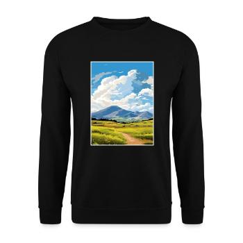 Mourne Mountains Aonb Travel Poster Souvenir WPA - Unisex Sweatshirt - black - Front - Alina (178cm) & Michal (187cm)