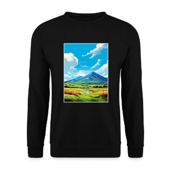 Mourne Mountains Aonb Travel Poster Souvenir WPA - Unisex Sweatshirt - black - Front - Alina (178cm) & Michal (187cm)