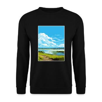Strangford Lough Aonb Reiseposter Souvenir WPA - Unisex Pullover - Schwarz - Vorne - Alina (178cm) & Michal (187cm)