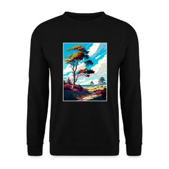Ashdown Wald Reise Poster Postkarte Malerei - Unisex Pullover - Schwarz - Vorne - Alina (178cm) & Michal (187cm)
