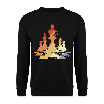Schachfiguren Skizze Retro - Unisex Pullover - Schwarz - Vorne - Alina (178cm) & Michal (187cm)