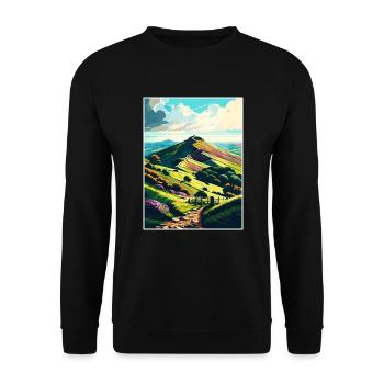 Malvern Hills Aonb Travel Poster Postcard Painting - Unisex Sweatshirt - black - Front - Alina (178cm) & Michal (187cm)
