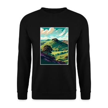 Shropshire Hills Aonb Travel Poster Souvenir WPA - Unisex Sweatshirt - black - Front - Alina (178cm) & Michal (187cm)