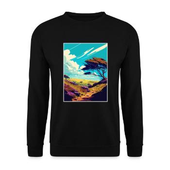 Quantock Hills Aonb Vintage Travel Poster Souvenir - Unisex Sweatshirt - black - Front - Alina (178cm) & Michal (187cm)