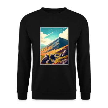 Mourne Mountains Aonb Travel Poster Souvenir WPA - Unisex Sweatshirt - black - Front - Alina (178cm) & Michal (187cm)