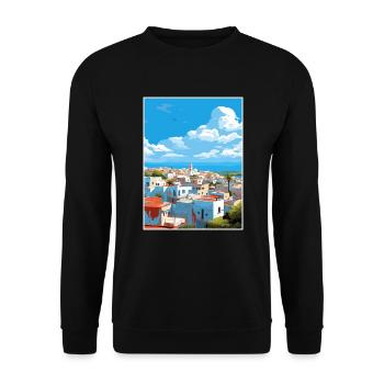 Rabat Maroc Affiche de voyage Peinture Souvenir WPA - Sweat-shirt Unisexe - noir - Devant - Alina (178cm) & Michal (187cm)