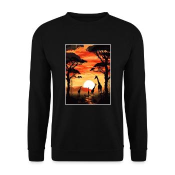 Afrika Reise Poster Souvenir Postkarte Malerei - Unisex Pullover - Schwarz - Vorne - Alina (178cm) & Michal (187cm)