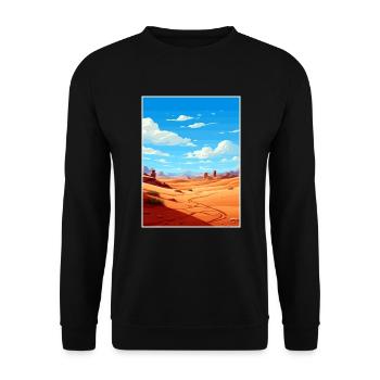 Merzouga Maroc Affiche de voyage Peinture Souvenir WPA - Sweat-shirt Unisexe - noir - Devant - Alina (178cm) & Michal (187cm)