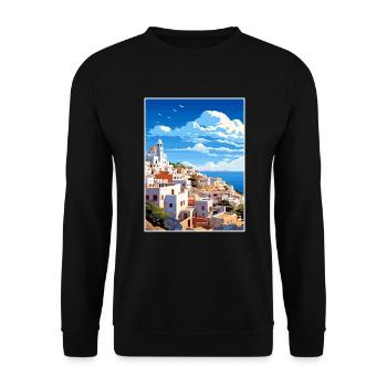 Tetouan Marokko Reiseposter Souvenir Farbe WPA - Unisex Pullover - Schwarz - Vorne - Alina (178cm) & Michal (187cm)
