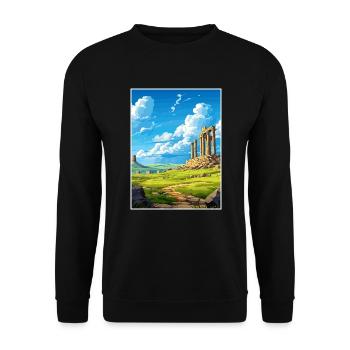 Volubilis Morocco Travel Poster Souvenir Paint WPA - Unisex Sweatshirt - black - Front - Alina (178cm) & Michal (187cm)