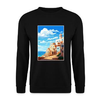 Essaouira Morocco Travel Poster Souvenir Paint WPA - Unisex Sweatshirt - black - Front - Alina (178cm) & Michal (187cm)