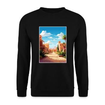 Marrakesch Marokko Reise Poster Souvenir Farbe WPA - Unisex Pullover - Schwarz - Vorne - Alina (178cm) & Michal (187cm)