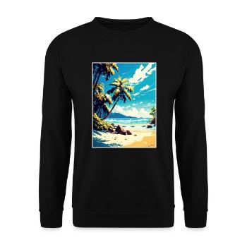 Zanzibar Tanzania Travel Poster Souvenir Paint WPA - Unisex Sweatshirt - black - Front - Alina (178cm) & Michal (187cm)