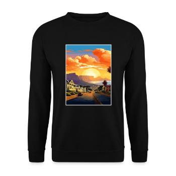 Cape Town Afrique du Sud Affiche de voyage Souvenir WPA - Sweat-shirt Unisexe - noir - Devant - Alina (178cm) & Michal (187cm)
